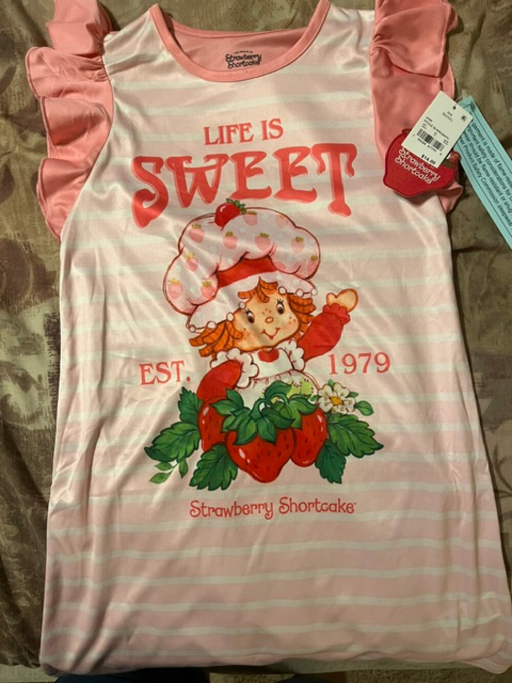 Strawberry Shortcake Life Is Sweet Pink Ruffle Sleep gown Size S 6/6X
